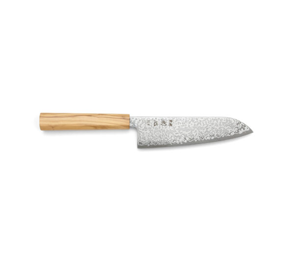 Hatsukokoro Hikari SLD Kurozome Damast Santoku (170mm)