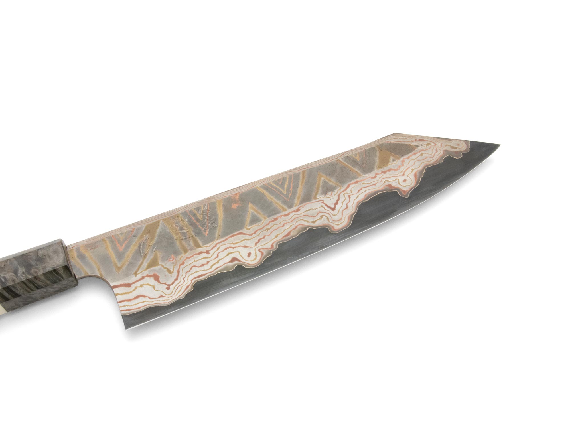 Hatsukokoro x Nigara Irodorie B2/S Rainbow Damast Kurozome Kiritsuke Gyuto (210mm, 240mm) – Bild 2