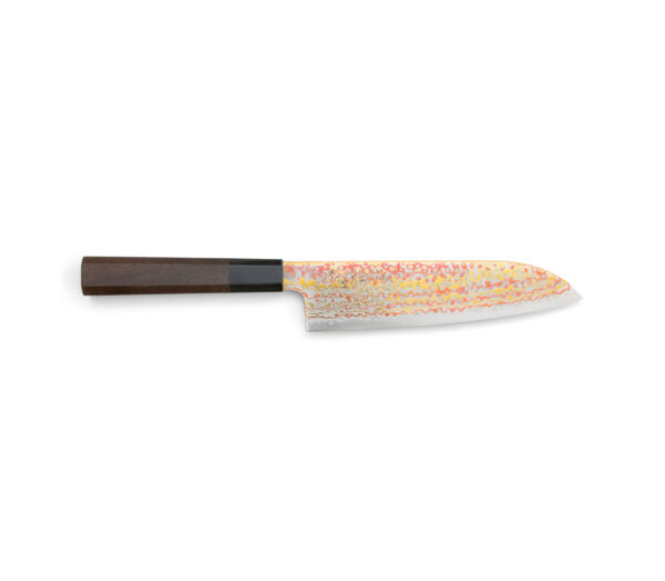 Hatsukokoro Kujaku VT2/S Rainbow Damast Santoku (180mm)