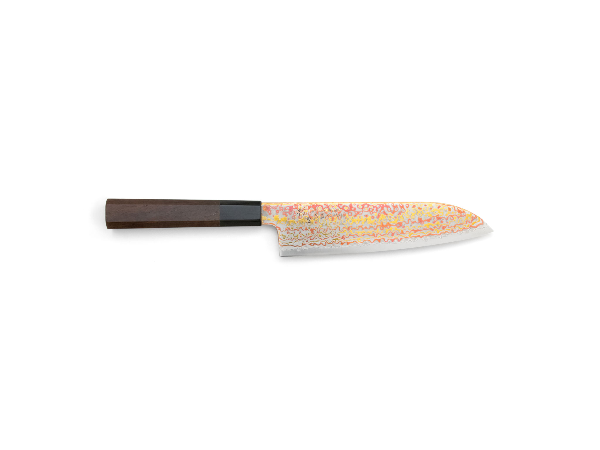 Hatsukokoro Kujaku VT2/S Rainbow Damast Santoku (180mm)