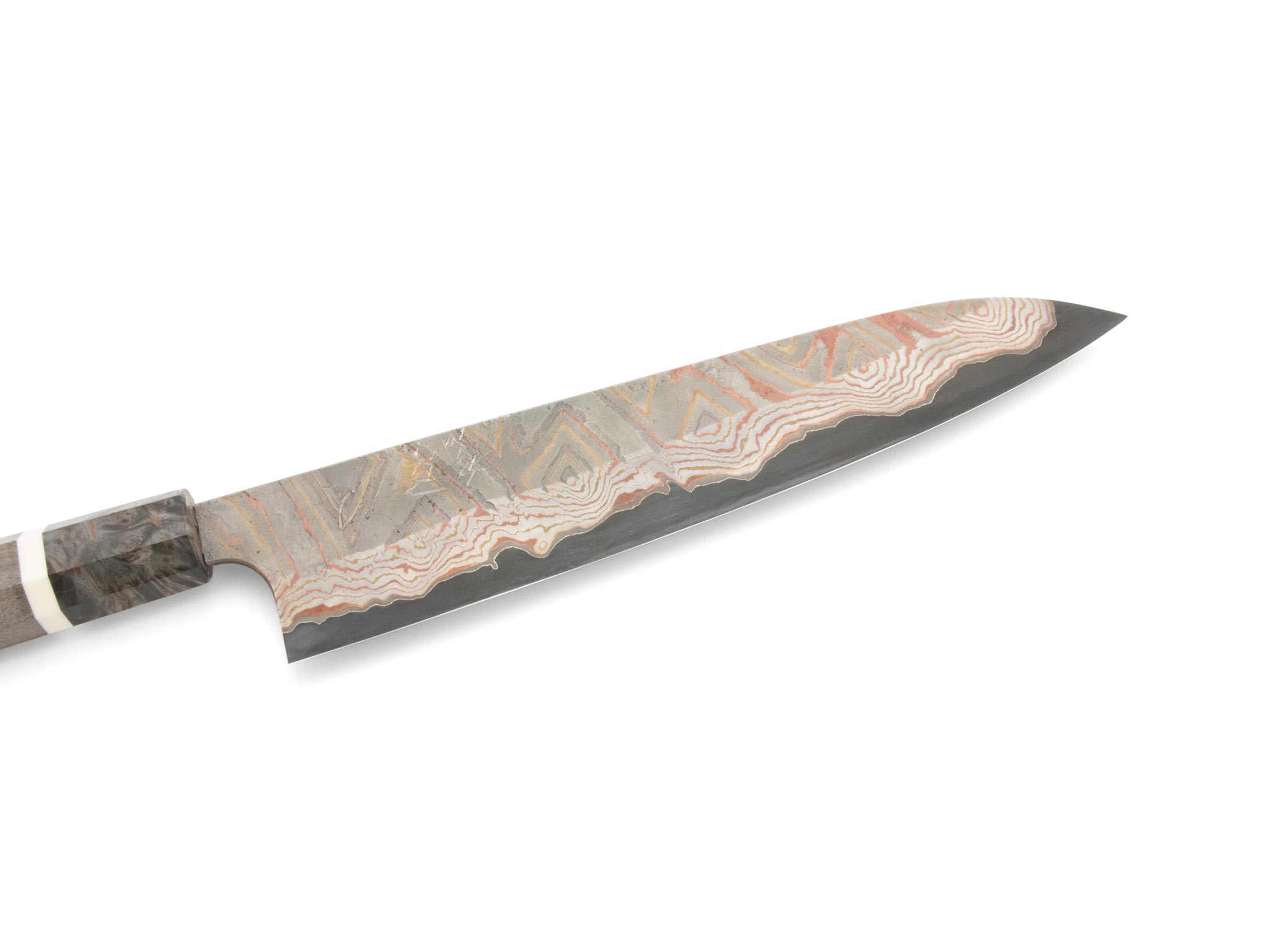 Hatsukokoro x Nigara Irodorie B2/S Rainbow Damast Kurozome Gyuto (240mm) – Bild 2