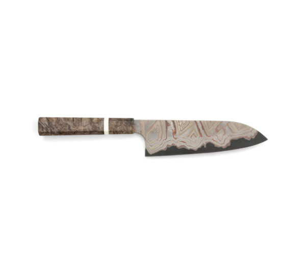 Hatsukokoro x Nigara Irodorie B2/S Rainbow Damast Kurozome Santoku (180mm)