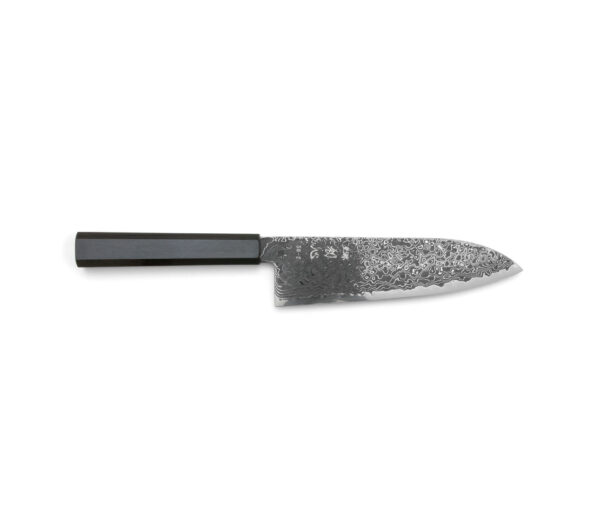 Hatsukokoro Ryuhyo SG2 Kurozome Damast Santoku (175mm)