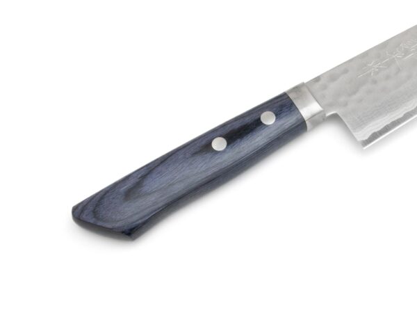 Masutani Kokuryu VG10 Tsuchime Santoku Damastmesser (170mm) Blau – Bild 3
