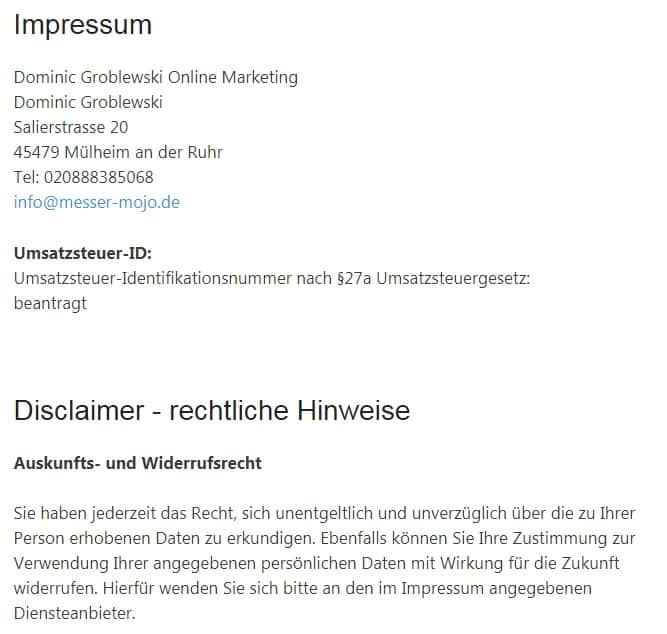 impressum messer mojo