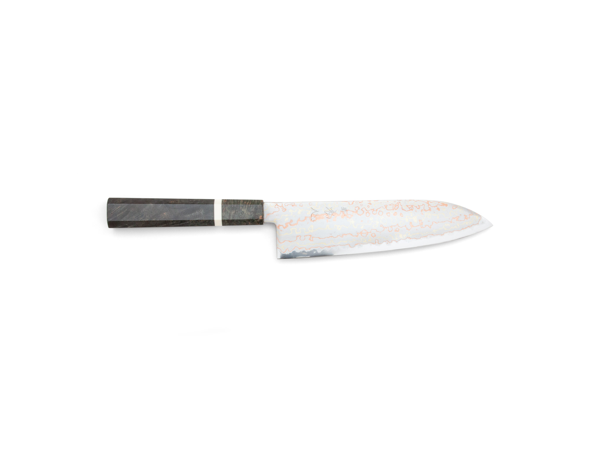Hatsukokoro Hayabusa B2/S Rainbow Damast Santoku (180mm)